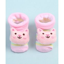 Cute Walk by Babyhug Socks Shoes With Cat Applique - Multicolor