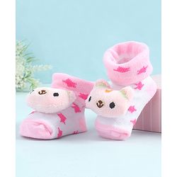 Cute Walk by Babyhug Socks Shoes With Animal Applique - Pink