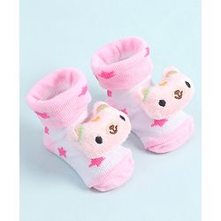 Cute Walk by Babyhug Socks Shoes With Animal Applique - Pink