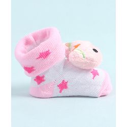 Cute Walk by Babyhug Socks Shoes With Animal Applique - Pink