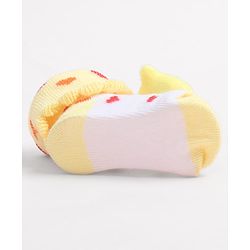 Cute Walk by Babyhug Fabric Ankle Length Socks Shoes with Heart Design & Chick Applique- Yellow