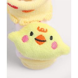 Cute Walk by Babyhug Fabric Ankle Length Socks Shoes with Heart Design & Chick Applique- Yellow