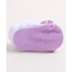 Cute Walk by Babyhug Fabric Ankle Length Socks Shoes with    Bow Applique- Pink & White