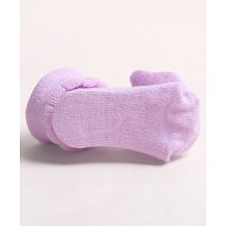 Cute Walk by Babyhug Fabric Ankle Length Socks Shoes with  Kitten Applique- Lilac