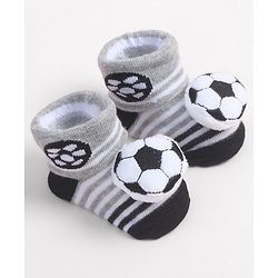 Cute Walk by Babyhug Socks Shoes With Football Applique - Multicolor