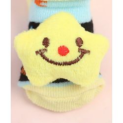 Cute Walk by Babyhug Fabric Ankle Length Socks Shoes with Alphabet Design & Star Applique- Black & Yellow