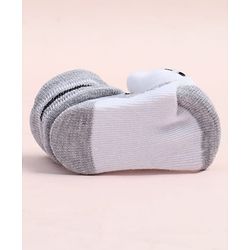 Cute Walk by Babyhug Fabric Ankle Length Socks Shoes with Kitten Design & Applique- Grey