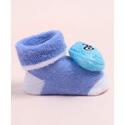 Cute Walk by Babyhug Fabric Ankle Length Socks Shoes with  Star Applique- Blue