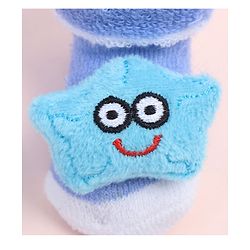Cute Walk by Babyhug Fabric Ankle Length Socks Shoes with  Star Applique- Blue