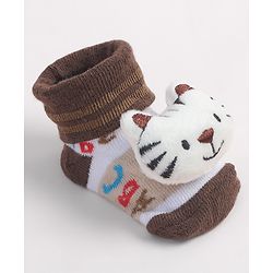 Cute Walk by Babyhug Socks Shoes With Cat Applique - Multicolor