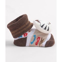 Cute Walk by Babyhug Socks Shoes With Cat Applique - Multicolor