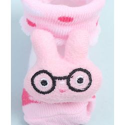 Cute Walk by Babyhug Fabric Ankle Length Socks Shoes with Design & Applique- Pink