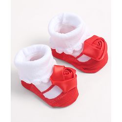 Cute Walk by Babyhug Socks Shoes With Floral Applique - Multicolor