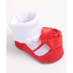 Cute Walk by Babyhug Socks Shoes With Floral Applique - Multicolor