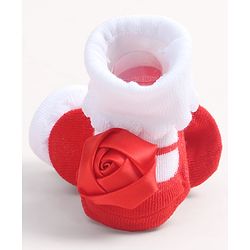 Cute Walk by Babyhug Socks Shoes With Floral Applique - Multicolor
