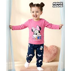 Babyhug Disney Single Jersey Knit Full Sleeves T-Shirt & Pyjama Night Suit With Minnie Mouse Graphics - Multicolor