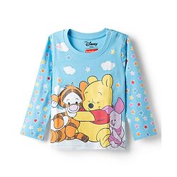 Babyhug Disney Single Jersey Knit Full Sleeves T-Shirt & Pyjama Night-Suit With Winnie The Pooh Print - Blue