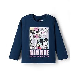 Babyhug Disney Single Jersey Knit Full Sleeves T-Shirt & Pyjama Night Suit With Minnie Mouse Graphics - Navy Blue
