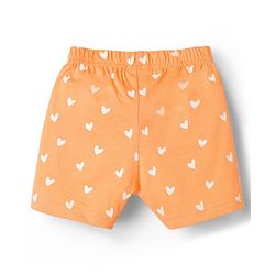Babyhug Disney Half Sleeves T-Shirt & Shorts Night-Suit With Marie Graphics - Orange