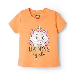 Babyhug Disney Half Sleeves T-Shirt & Shorts Night-Suit With Marie Graphics - Orange