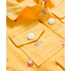 Babyhug Cotton Woven One Piece Dresses/Frocks with Short Sleeves, Collar Neck and All Over Floral Print Yellow 6-9 Months