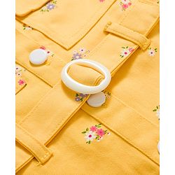Babyhug Cotton Woven One Piece Dresses/Frocks with Short Sleeves, Collar Neck and All Over Floral Print Yellow 6-9 Months