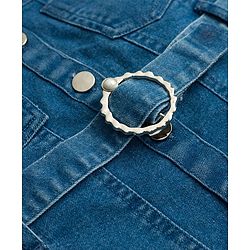 Babyhug Twill Woven One Piece Dress with Collar Neck and Short Sleeves Blue 6-9 Months