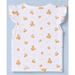 Babyhug 100% Cotton Interlock Knit Half Sleeves Front Open Jhablas With Floral & Fruit Print Pack of 3 - White & Peach