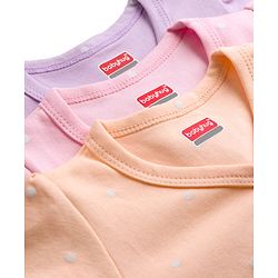 Babyhug 100% Cotton Interlock Knit Half Sleeves Jhablas With Polka Dots Print & Animal Applique Pockets Pack of 3 - Multicolor