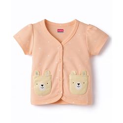 Babyhug 100% Cotton Interlock Knit Half Sleeves Jhablas With Polka Dots Print & Animal Applique Pockets Pack of 3 - Multicolor