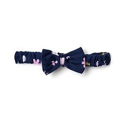 Babyhug 100% Cotton Single Jersey Knit Frill Sleeves One Piece Frock & Headband With Floral Print - Navy Blue