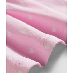 Babyhug Single Jersey Knit Frill Sleeves Heart Printed Frock with Kitty Embroidery - Pink