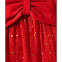 Babyhug Cotton Knit One Piece Dresses Round Neck Ruffle Sleeves Star Embellished Dark Pink 3-6 Months