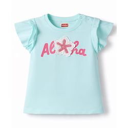 Babyhug Cotton Knit Half Sleeves Top with Starfish Applique - Multicolor