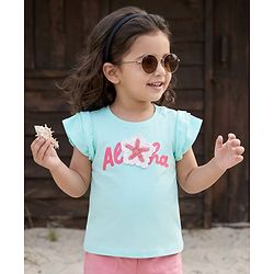 Babyhug Cotton Knit Half Sleeves Top with Starfish Applique - Multicolor