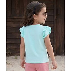 Babyhug Cotton Knit Half Sleeves Top with Starfish Applique - Multicolor