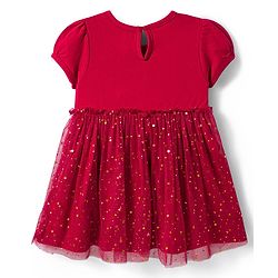 Babyhug Cotton Knit One Piece Dresses / Frocks with Butterfly Print Dark Pink 9-12 Months