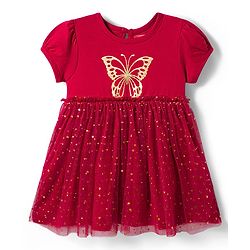 Babyhug Cotton Knit One Piece Dresses / Frocks with Butterfly Print Dark Pink 9-12 Months