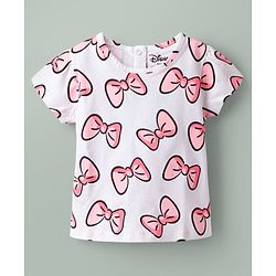 Babyhug Disney Cotton Knit Half Sleeves T-Shirt & Dungaree Set with Minnie Mouse Graphic - Multicolor