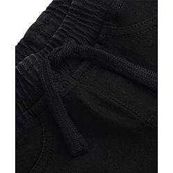 Babyhug Full Length Washed Denim Jogger With Tiger Print & Stretch - Black