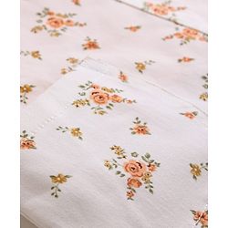Babyhug Twill Woven Sleeveless Straight Cut Pinafore Frock & Half Sleeves T-Shirt With Floral Print - White