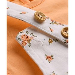 Babyhug Twill Woven Sleeveless Straight Cut Pinafore Frock & Half Sleeves T-Shirt With Floral Print - White