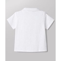 Babyhug Cotton Woven Shirt Half Sleeve Resort Collar Solid White 9-12 Months