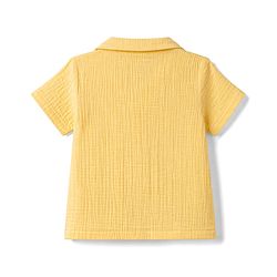 Babyhug Cotton Woven Shirt Half Sleeve Resort Collar Solid Yellow 9-12 Months