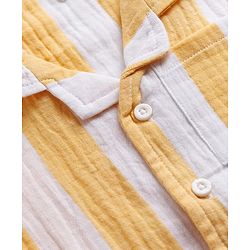 Babyhug Cotton Woven Shirt Half Sleeve Resort Collar Striped Yellow 9-12 Months