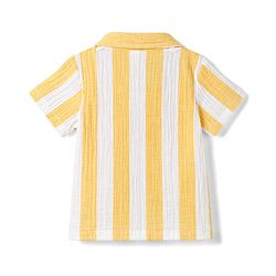 Babyhug Cotton Woven Shirt Half Sleeve Resort Collar Striped Yellow 9-12 Months