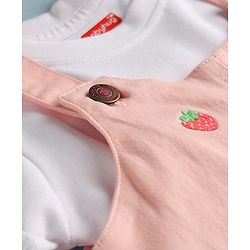 Babyhug Twill Woven Frocks with Inner Tee Strawberry Embroidered Pink 12-18 Months