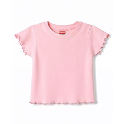 Babyhug Denim Woven Half Sleeves Floral Embroidered Frock With Inner Tee - Navy Blue & Pink
