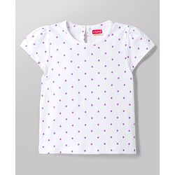 Babyhug Cotton Knit Frocks with Inner Tee Polka Dot Lavender 3-6 Months