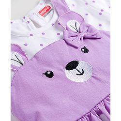 Babyhug Cotton Knit Frocks with Inner Tee Polka Dot Lavender 3-6 Months